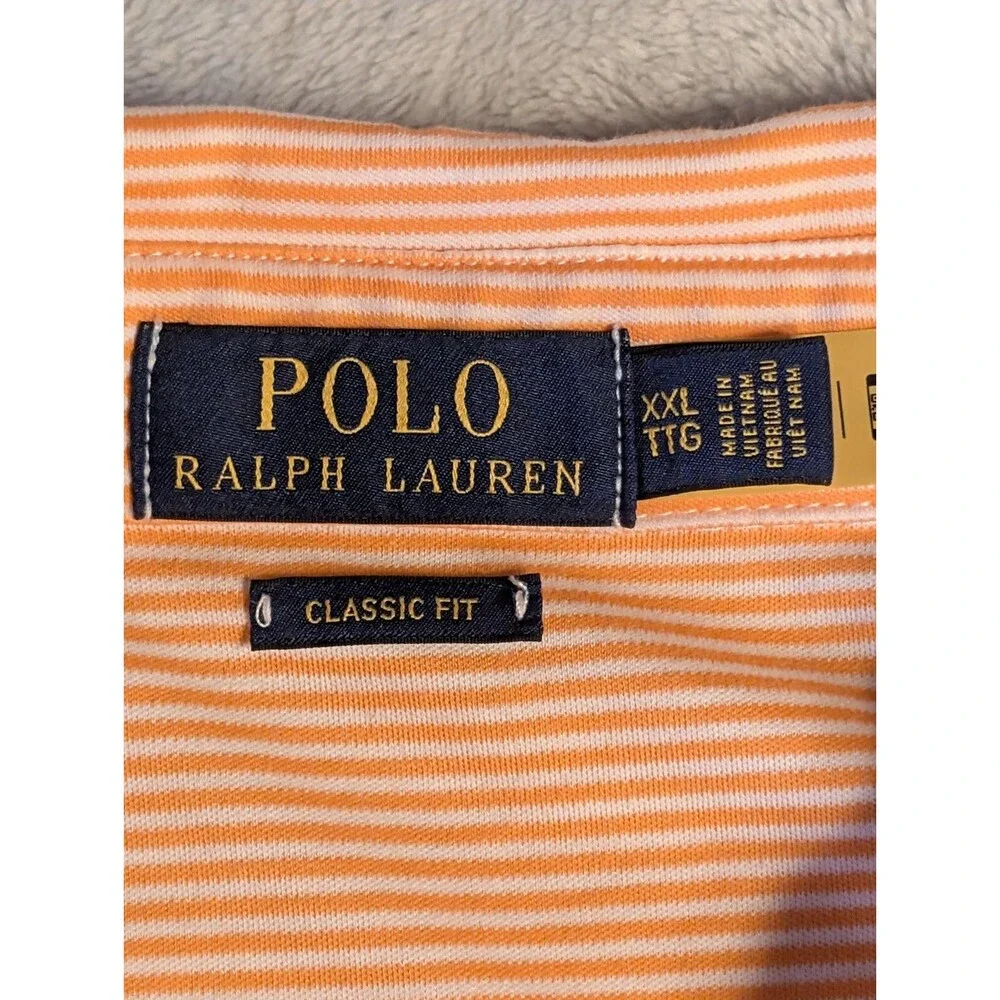Polo Ralph Lauren Classic Fit Polo Shirt Men’s XXL Orange Striped Cotton
